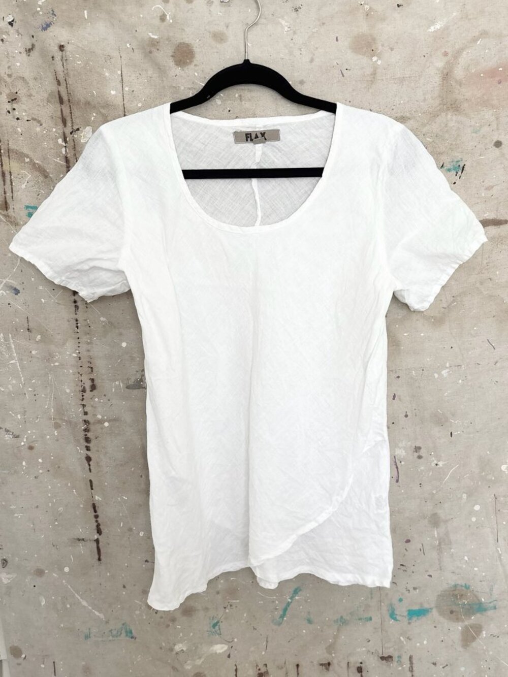 Flax Linen Short Sleeve Crossover Tee